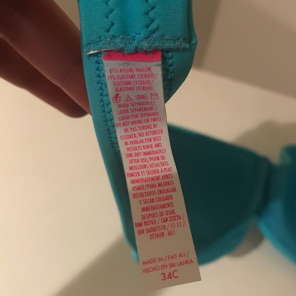 Victoria’s Secret turquoise pushup bandeau bikini - Picture 3 of 4
